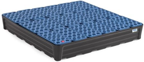 Denios Auffangwanne aus Kunststoff | Gitterrost aus Kunststoff | schwarz | BxHxT 1170 x 180 x 1170 mm | Volumen 180 Liter | Arbeitssicherheit Notfall-Umweltschutz-Produkte säurefest