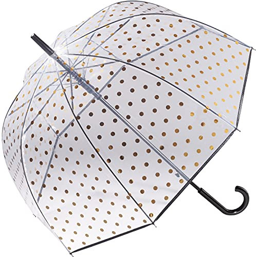 Pierre Cardin Stockschirm Transparent Automatik Metallic Dots Transparent Gold
