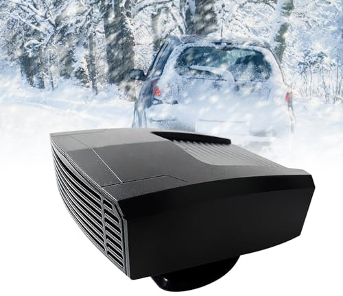 Baceyong Auto-Heizung 12V 150W Zigarettenanzünder, 2-In-1 Tragbare Auto Auftauheizung, Entfroster Mit 360° Drehbasis, Windschutzscheiben Scheibenenteiser Zeltheizung, Auto Heizung Winter, Schwarz