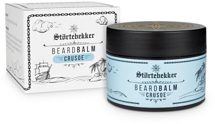 Störtebekker® Premium Beard Balm pflegt den Bart und bringt ihn in Form - 50ml Tiegel 100% kompostierbar - Bartwachs Herren süß-herber Crusoe Duft - Bart Balsam Made in Germany