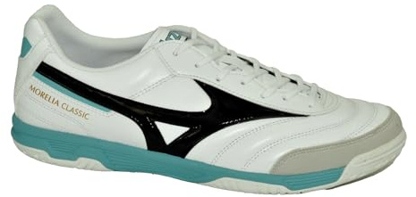 Mizuno Morelia Classic IN Fußballschuhe für Wohnzimmer, Unisex, Erwachsene, Weiß/Schwarz, Größe 42