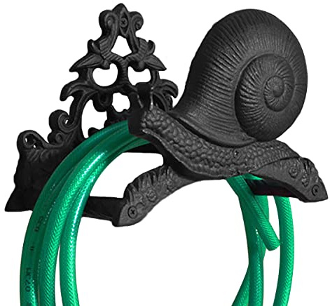 Decorative Garden Hose Holder, Hose Hanger, Heavy Duty Cast Iron Garden Yard Water Pipe Holds, Wall Mounted Hose Butler, Hose Rack Reel, 50FT 75FT 100FT Water Hose Bulter Storage (Snail)