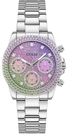 Guess US Women's Silver-Tone and Ombre Multifunction Watch