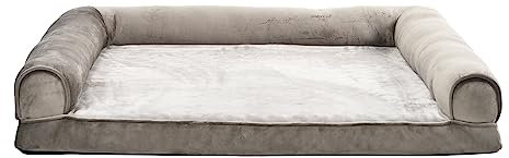 Amazon Basics Großes Hundebett/Sofa in U-Form aus Schaumstoff, mit abnehmbarem, waschbarem Bezug, Taupe, 91 x 69 x 17 cm (L x W x H)