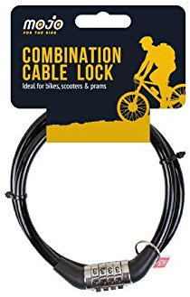 Combination Security Cable Bike Lock | Features a 4 Digit Combination Lock | Strong and Durable | Keyless and Convenient | Suitable for Bikes, Scooters and Prams