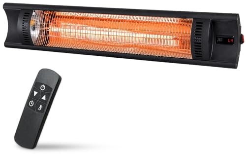 WALTER Professional Infrarot Wandheizstrahler 2000 W, 4 Stufen, Karbon Infrarot-Technologie, Terrassenheizstrahler für Innen- und Außenbereich, Timer Funktion, mit Fernbedienung, inkl Wandhalterung