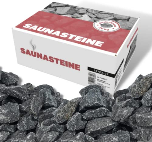 ULTINESS - Saunasteine 20 kg OLIVIN DIABAS finnische Aufgusssteine Dampfsteine für Saunaofen Elektroofen Holzofen Saunazubehör
