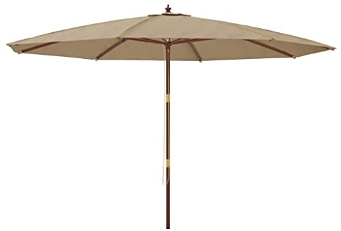 vidaXL Sonnenschirm, Gartenschirm mit Holzmast UV-Schutz, Strandschirm mit Belüftung 8 Rippen, Marktschirm Balkonschirm Terrassenschirm, Taupe