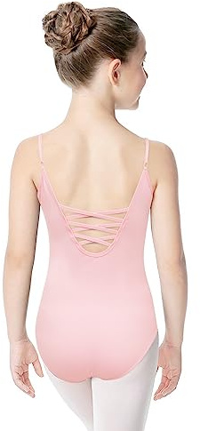 tanzdunsje Baletttröja för flickor, kvinnor, bomull – balettdräkt med justerbar rem, balettbody, dansbody, gymnastikdräkt, tröja för barn, ROSA, 130 cm