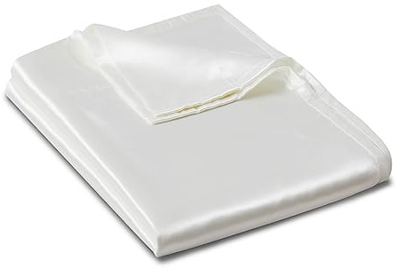 Ersmak Satin Flat Sheet Only, Single Flat Sheet Twin, Luxury & Ultra Soft Silky Bedding Top Sheet for Twin Mattress - Ivory White