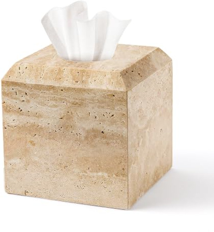 WORHE Taschentuchbox-Abdeckungshalter, echter natürlicher Marmor, strapazierfähig, quadratisch, für Badezimmer, Wohnzimmer, Schlafzimmer, Waschtisch, Küche, minimalistisch, Büro, Heimdekoration,