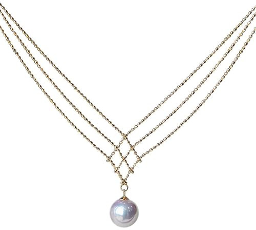 HUGE TOMATO AAA sötvattenspärla hänge pärlhalsband dekorativt pärlhalsband nätformat 18K guldpläterat halsband för kvinnor, 9-10mm Perle, Sterlingsilver, Pärla