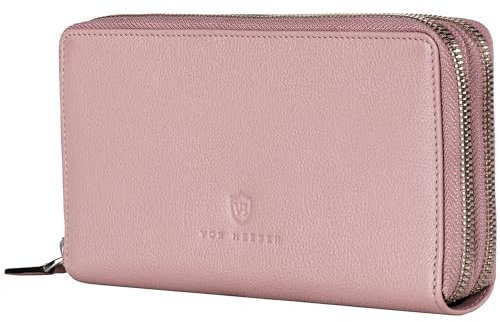 VON HEESEN Leder Geldbörse mit RFID-Schutz - Portemonnaie für Damen & Herren aus echtem Leder - Wallet mit Münzfach - Geldbeutel für Frauen und Männer in Lavendel