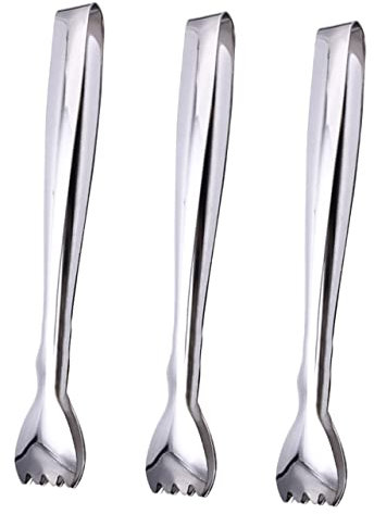 OUNONA 6pcs Ice Serving Tongs Compact Sugar Clamps Stainless Steel Food Tongs for Bar Cafe Outdoor Activities