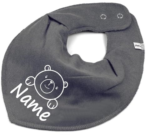 HALSTUCH Bär mit Name oder Text personalisiert für Baby oder Kind aus Baumwolle in Einheitsgröße