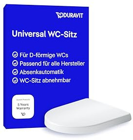 Duravit WC-Sitz Univavo, WC-Sitz D-shaped, Klobrille mit doppelter Absenkautomatik, Toilettendeckel Quick Release für einfache Montage, Klodeckel made in EU, Urea-Duroplast, Edelstahlscharniere, Weiß