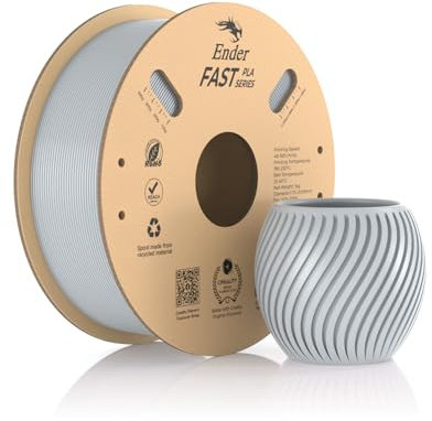 Creality Ender Fast PLA Filament 1.75mm, 3D Drucker Filament High Speed bis zu 300mm/s, recycelbare Pappspule, Fit die meisten FDM 3D Drucker bis 1kg (2.2lb) Silber