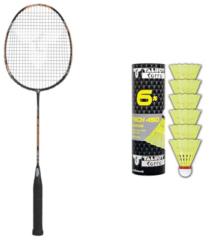Talbot-Torro Badmintonschläger Arrowspeed 399 & Unisex Talbot-torro Tech 450 badmintonbolde - 6 STK. dåse Sporting Goods, Korb: Gelb Rot/Schnell, Einheitsgröße EU