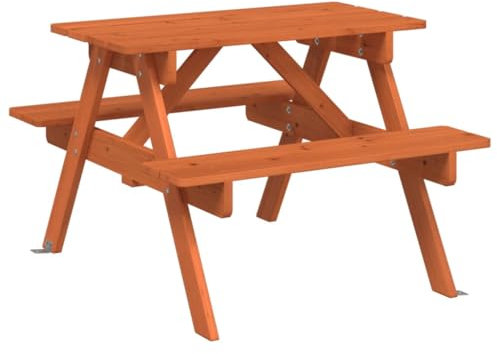 vidaXL Picknicktisch für 4 Kinder mit Schirmloch Massivholz Tanne, Picknicktisch mit Bänken, Garten Picknicktisch, Kinder Picknicktisch