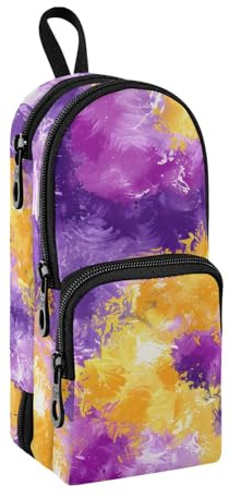 Federmäppchen aus Stoff mit Batikmuster, großes Fassungsvermögen, Federmäppchen mit Fach für Schüler, Schulranzen, Schreibwaren-Organizer, Stifteetui, Marker-Etui für Schule, Büro, Arbeit, Gelb und