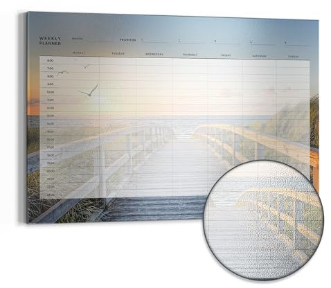 DEQORI Metall Magnettafel | 90x60 cm cm groß | Motiv WP Ostsee (EN) | Whiteboard für alle Magnete | Magnetboard Wand-Tafel für Küche & Büro | Design Magnetwand Pinnwand magnetisch