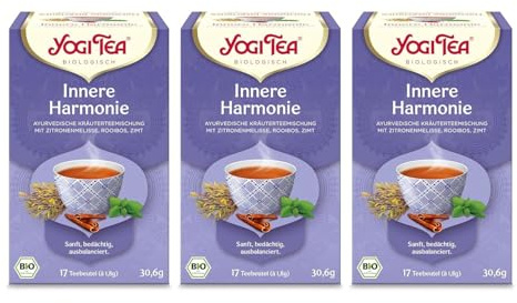 Yogi Tea Innere Harmonie, 3x17 Beutel (51 Teebeutel) | Ayurvedischer Bio Gewürz- und Kräutertee, Mischung aus Melisse, Rooibos und Zimt, Ideal als Geschenk