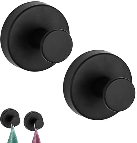 YNR Lot de 2 crochets à ventouse en acier inoxydable sans perçage, crochets à ventouse sous vide, crochets de douche utilitaires pour suspendre des serviettes de bain, montage sur portes de douche en