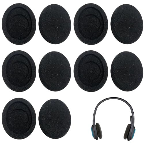 YAPKOLV 10 Pezzi Cuscinetti di Ricambio in Schiuma per Cuffie Audio (50mm) (Nero)