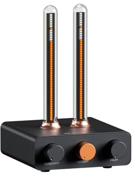 Fosi Audio Music Visualizer, Sound Pickup Spectrum Analyzer, Vintage Tube RGB Ambient Light, Mikrofon Voice Picking Volume Display Meter für Home Stereo System Desktop, mit Empfindlichkeitseinstellung