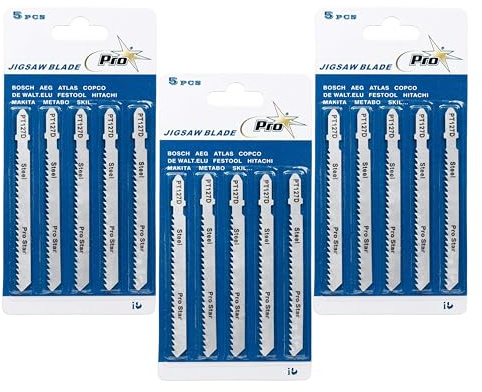 UK Drills Jigsaw Blades for Metal, 15 x T118A, Designed for Clean Cuts on Metal, Compatible with All Jigsaw