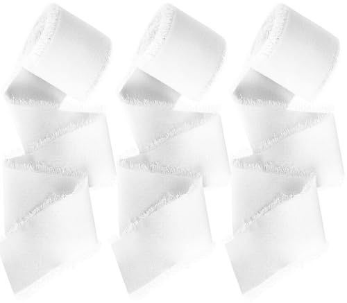 Presentband vit, rosettband vitt chiffongband bröllop, 3 rullar vitt band chiffongband, franstyg band chiffong tygband för bröllopsinbjudan, brudbukett, presentförpackning