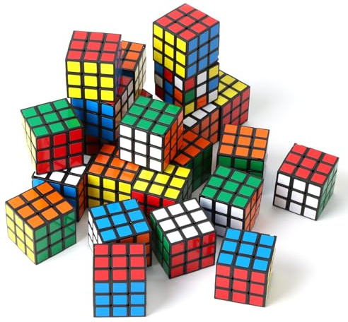 Set De 24 Mini Cubos Mágicos – 3 X 3 X 3 Cm, Colores Vivos, Ecológico, Ideal para Fiestas De Cumpleaños, Navidad, Regalos Educativos Y Premios Escolares