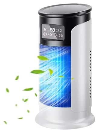 Enfriador de aire portátil – Aire acondicionado | Acondicionador evaporativo personal | Ventilador de aire acondicionado – Ventilador evaporativo USB de escritorio | Temporizador silencioso