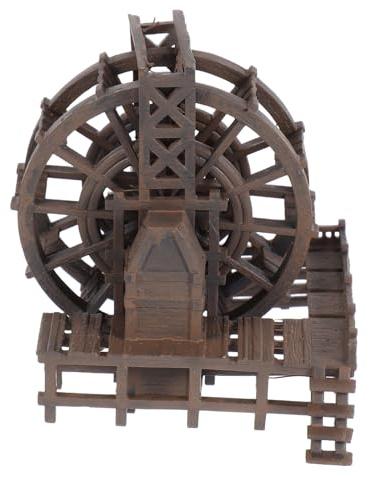 Cabilock Windmill Fountain Ornament Water Wheel Micro Landscape Decor for Office Desk Waterfall Garden Decoration Indoor Use
