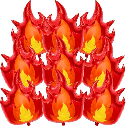 9 pcs Geburtstag Feuer Luftballos, XXL Flammen Ballons, Flammen Deko Ballon | Feuer Geburtstag Luftballo Deko, für Kinder Geburtstags Feuerwehr Thema Party, flamme Thema Kinde Partys Deko
