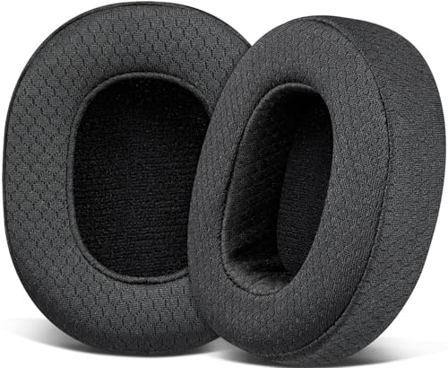 SOULWIT Mesh Fabric Replacement Earpads for Skullcandy Hesh 3/ANC/Evo & Crusher Wireless/ANC/Evo & Venue ANC Over-Ear Headphones, Ear Pads Cushions with Noise Isolation Foam - Black