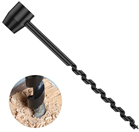 Holzbohrer Manuell Bushcraft φ10x230mm Handbohrmaschine Holzbearbeitung Handbohrer Mehrzweck Schlangenbohrer für Holzbearbeitung Outdoor Survival Camping Schwarz