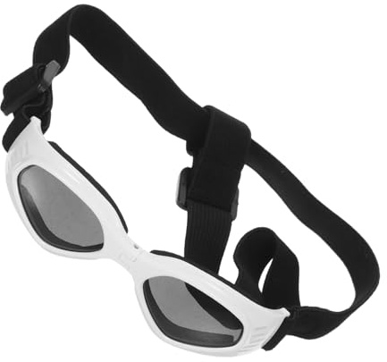 ETHZZLE Faltbare Hundesonnenbrille Weiß mit Uv Schutz und Wasserdichten Gläsern Verstellbare Tierbrille für Kleine bis Große Hunde Winddichte Outdoor Hundebrille für und Reisen