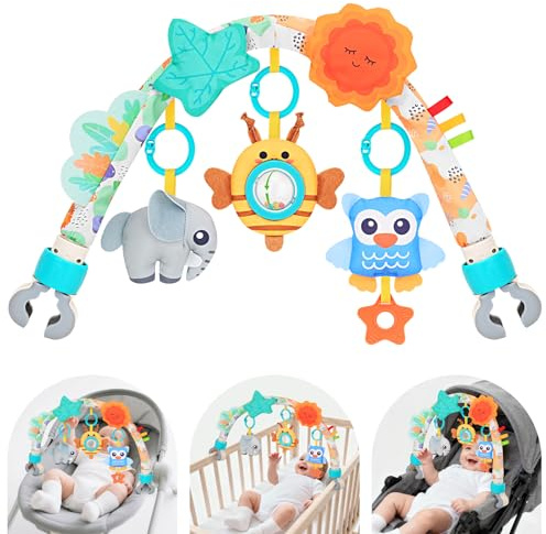 MPQMPQ Car Seat Toys for Babies 0-6 Months,Arch Stroller Toys for Infant 0-6 Months,Mobile for Bassinet Bouncer Hanging Toys Fit for Crib,Stroller,Car Seat Shower Gifts for Baby 6-12 Months(Animals)