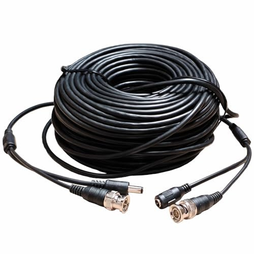 JUSTOP 40M BNC Cable For CCTV DVR Cameras, Bare Copper Cores, Coaxial Video And Power 2-in-1, Supports 2MP/5MP/8MP 1080P, 4K And 8K Cameras and DVRs, CCTV Extension Lead