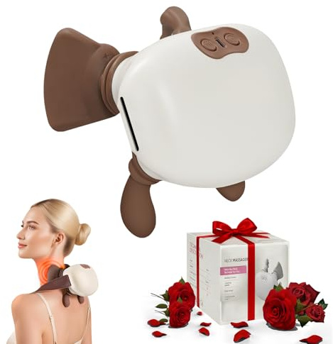 Robofun Nackenmassagegerät, Rückenmassagegerät Massagemeister Mit 3 Massagestufen 2 Temperaturstufen, Massagegerät Mit Wärme Für Rücken Schulter, Für Frauen Männer, Entspannen Sie Ihre Muskeln-Weiße