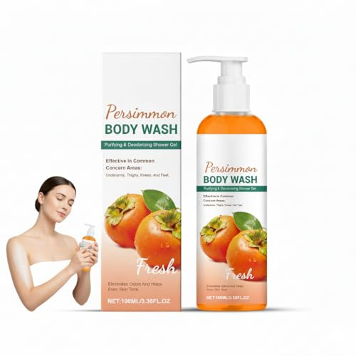 Gel de ducha de caqui, eliminador de olores corporales contra olores desagradables, limpiador y desodorizante con extracto de caqui, loción de ducha contra el olor corporal, loción desodorante para