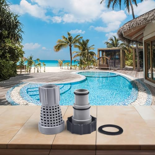 MoSundi 25007 Sand Pump Adapter Compatible with Intex Swimming Pool Filter Pumps 45206/58254/4K8001, Durable Plastic Connector, Leak-Free Fit, 3-Piece Set