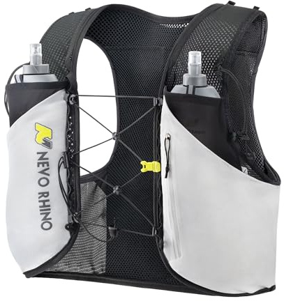 N NEVO RHINO 5L Running Vest for Men & Women - Hydration Vest with Dual 500ml Soft Flasks,Adjustable Chest Straps,Lightweight Water Backpack for Trail Running,Marathon,Hiking,Race