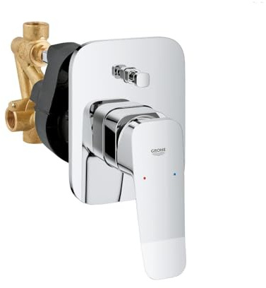 GROHE Dice, Wannenarmatur Unterputz (Duscharmatur für die Badewanne, automatische Umstellung Wanne/Brause, Mischbatterie aus Metall mit langlebiger Oberfläche, inkl. Einbaukörper), chrom, 1018900000