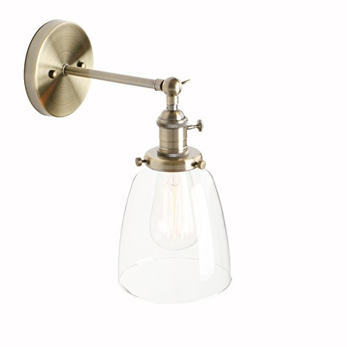 Pathson Réglable Applique Verre Cloche Abat-jour Luminaire Rétro Industrial Lampe Murale Rétro Eclairage Bronze