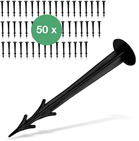 CoverUp! Erdanker für Unkrautvlies [50 Stück] – Extrem Stabil – Erdnägel aus bruchfestem Kunststoff