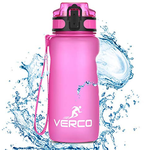 Verco Trinkflasche +Fruchtsieb, [BPA Free Tritan - 350ml] Freizeit Wasserflasche für Sport, Fitness, Uni, Camping Outdoor - Sportflasche ist Auslaufsicher, Bruchsicher, Pink