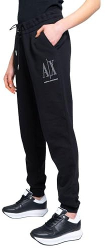 Armani Exchange Pantaloni da Jogging da Donna in Spugna con Coulisse e Borchie, Nero, L