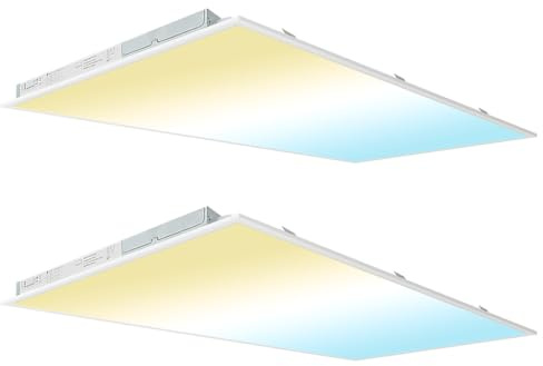 kadision 2x4 LED Flat Panel Light 5000K/4000K/3500K, 60W 50W 40W 30W 25W Adjustable, 6600LM 0-10V Dimmable Drop Ceiling Lights, 100-277V ETL-Listed, 2-Pack
